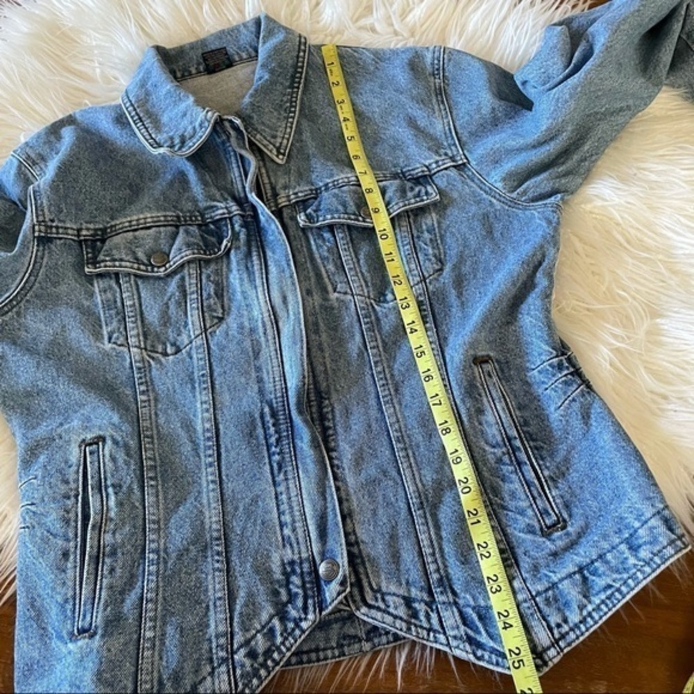 VTG 90’s Harley Davidson Biker Blue ladies denim jean jacket embroidered‎ size L - Picture 9 of 15
